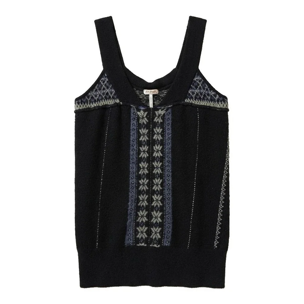 Free People Y2K Women's Size M Wool Blend Nordic Knit Sleeveless Sweater Top